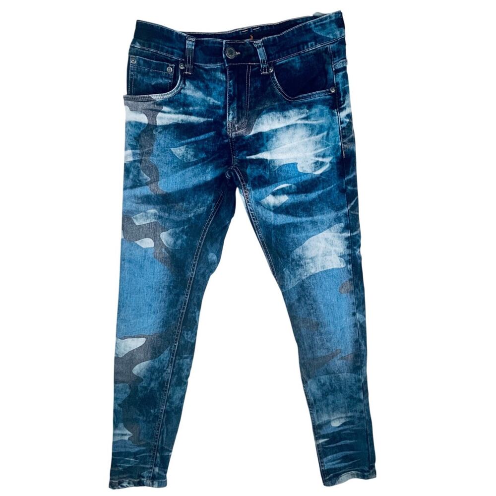 Copper Rivet Navy Camo Skinny Jeans Mens 30 x 30 Street Wear